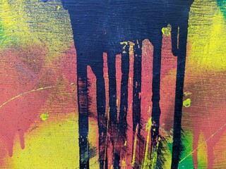 black flowing paint on a bright background photo