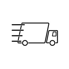 Delivery truck icon vector symbol, fast shipping cargo van, flat style quick courier transportation