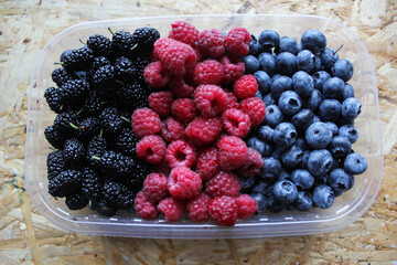 blueberries and raspberries