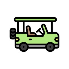 summer holiday related summer jeep for traveling with seat and roof vector with editable stroke