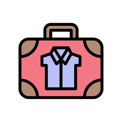 summer holiday related cloth bag or luggage bag with shirt vector with editable stroke,