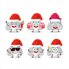 Obraz na płótnie Canvas Santa Claus emoticons with silver cloche cartoon character