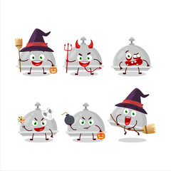 Halloween expression emoticons with cartoon character of silver cloche