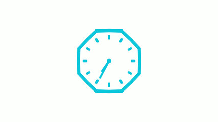 Amazing cyan color counting down 12 hours clock icon on white background,clock icon with trick