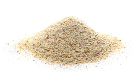 Bread crumbs pile isolated on white background