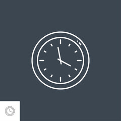 Clock Related Vector Line Icon. Isolated on Black Background.