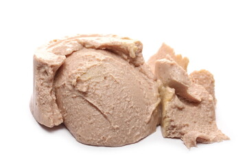 Ham pate, meat spread isolated on white background