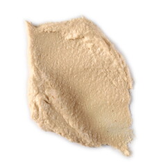 Tuna pate, fish paste spread isolated on white background, top view