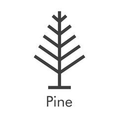 Árbol de navidad. Símbolo abeto. Icono lineal árbol abstracto con ramas sin hojas en color gris