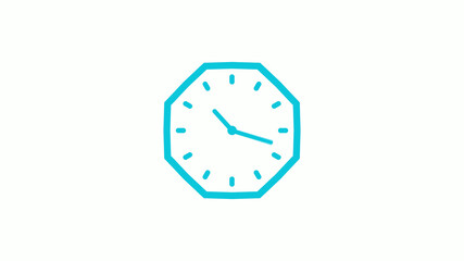 Counting down 12 hours clock icon with trick,cyan color clock icon