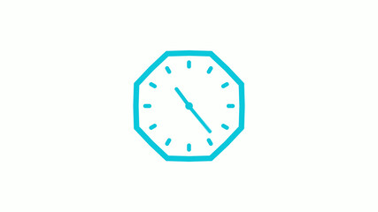 Counting down 12 hours clock icon with trick,cyan color clock icon