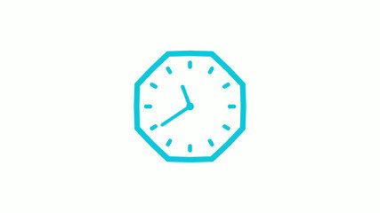 Counting down 12 hours clock icon with trick,cyan color clock icon