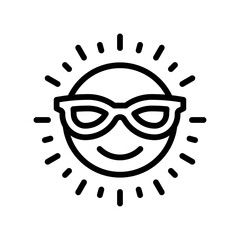 summer holiday related sun with glasses and smile face circle vector in lineal style,