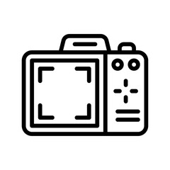 summer holiday related photos camera with flash and button vector in lineal style,