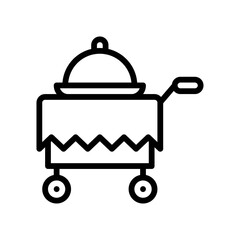 summer holiday related food trolly with food basket and handle vector in lineal style,