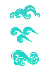 Obraz premium Waves vector set, element design, sign symbol or logo, natural water, aqua. Wave background. 