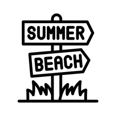 summer holiday related summer beach indicator board with grass vector in lineal style,