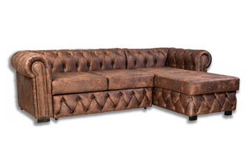 folding sofa and armchairs, soft and different colors on a white background isolated