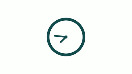 New cyan dark circle 12 hours counting down clock icon without trick,clock icon on white background