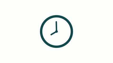 New cyan dark circle 12 hours counting down clock icon without trick,clock icon on white background