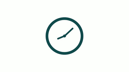 New cyan dark circle 12 hours counting down clock icon without trick,clock icon on white background