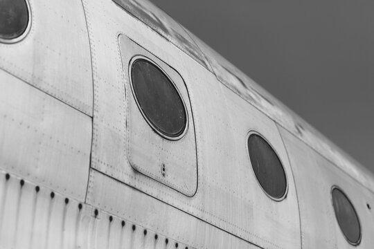 Detail of vintage plane's windows