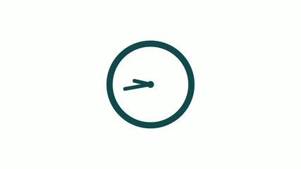 New cyan dark circle 12 hours counting down clock icon without trick,clock icon on white background