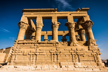 Obraz premium Temple of Isis on Agilkia island, moved from Philae island, Aswan, Egypt. Ancient, historic