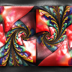 Obraz premium 3D rendering of plastic background with embossed fractal on leather