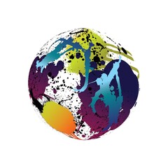 globe logo element with painting
