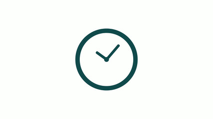 New cyan dark circle 12 hours counting down clock icon without trick,clock icon on white background