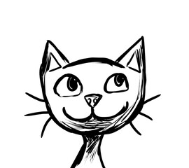Stylized Adorable Funny Cat Doodle