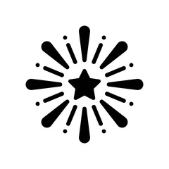 summer holiday related fire works with star and confetti vector in solid design,