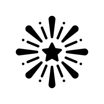 summer holiday related fire works with star and confetti vector in solid design,