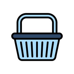 supper market or online shopping related shopping basket with handle vector with editable stroke,