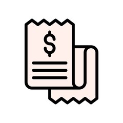 supper market or online shopping related shopping bill with dollar sign vector with editable stroke,