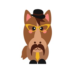 Cute donkey with hat and glasses