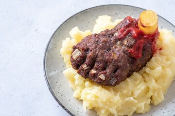 Halloween baked meatloaf with mashed potato