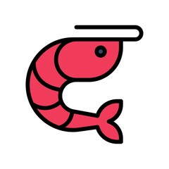 supper market or online shopping related prawn fish or sea food with strips vector with editable stroke,