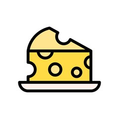 supper market or online shopping related cheese with circle and plate vector with editable stroke,