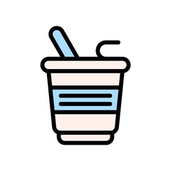 supper market or online shopping related yogurt in cup with spoon vector with editable stroke,