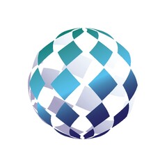 globe logo element with checkers