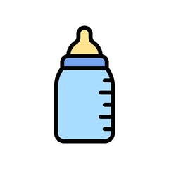 supper market or online shopping related baby milk bottle with scale vector with editable stroke,