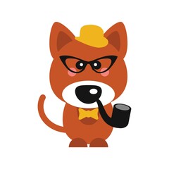 dog with glasses and smoking pipe