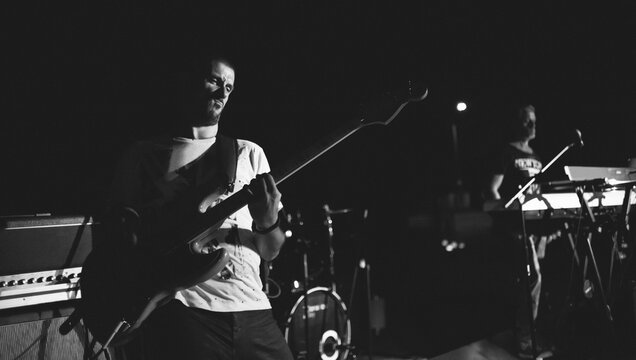 Bass player during a live concert