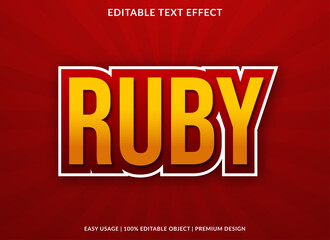 ruby text effect template with bold and sans style use for logo and business brand