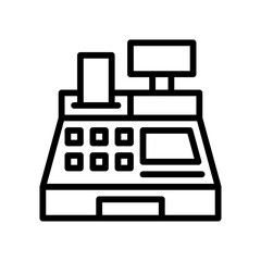 supper market or online shopping related bill machine with screen and buttons vector in lineal style,