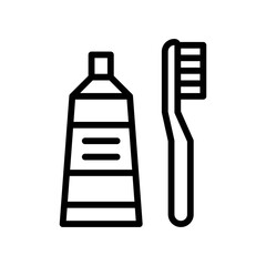 supper market or online shopping related toothpaste or tube with brush vector in lineal style,