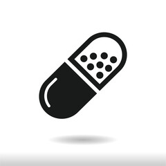 Capsule icon vector . Pill sign
