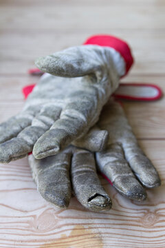 Old and worn working gloves